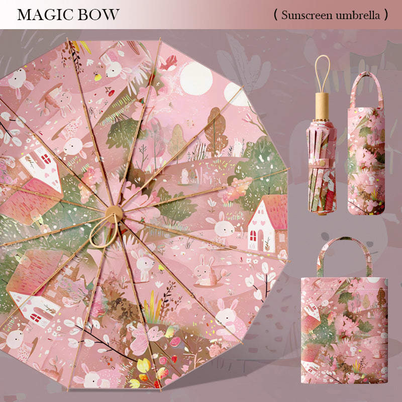 Women's creative sunshade with artistic floral pattern Kalsten