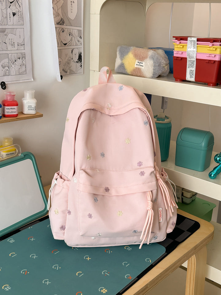 Floral Embroidered Day School Backpack