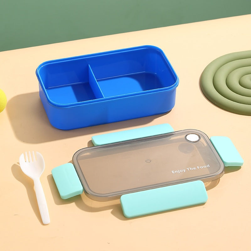 Multi-Section Eco-Friendly Lunch Box with Built-In Utensils