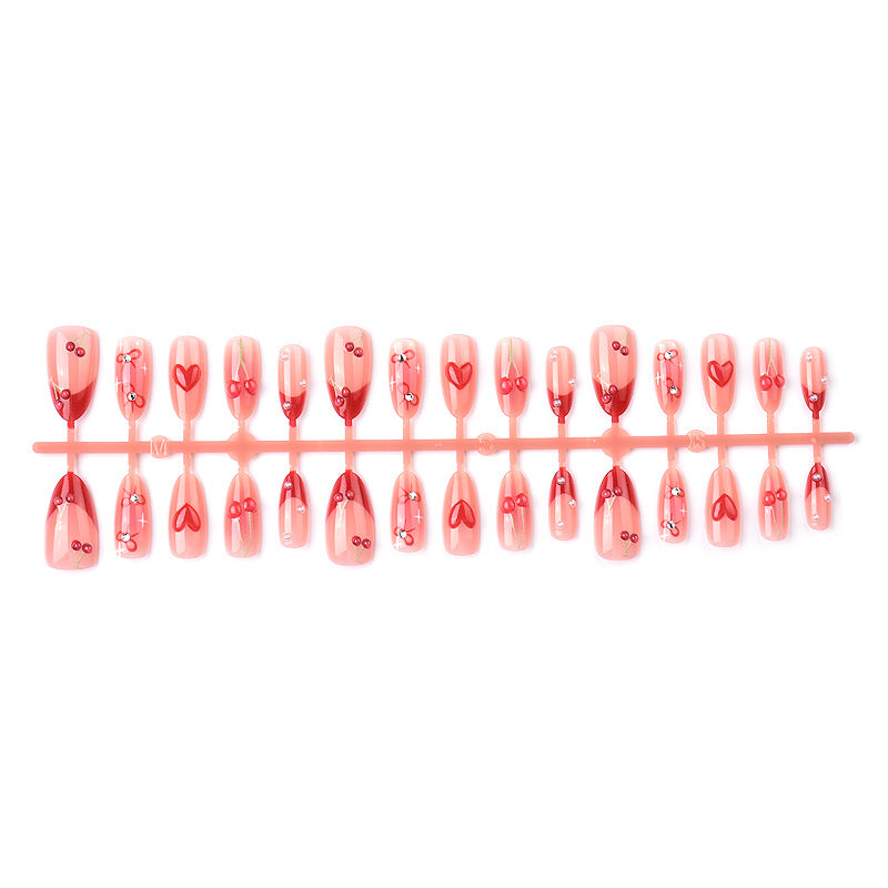 Decorative Heart and Floral Press-On Nail Art Set