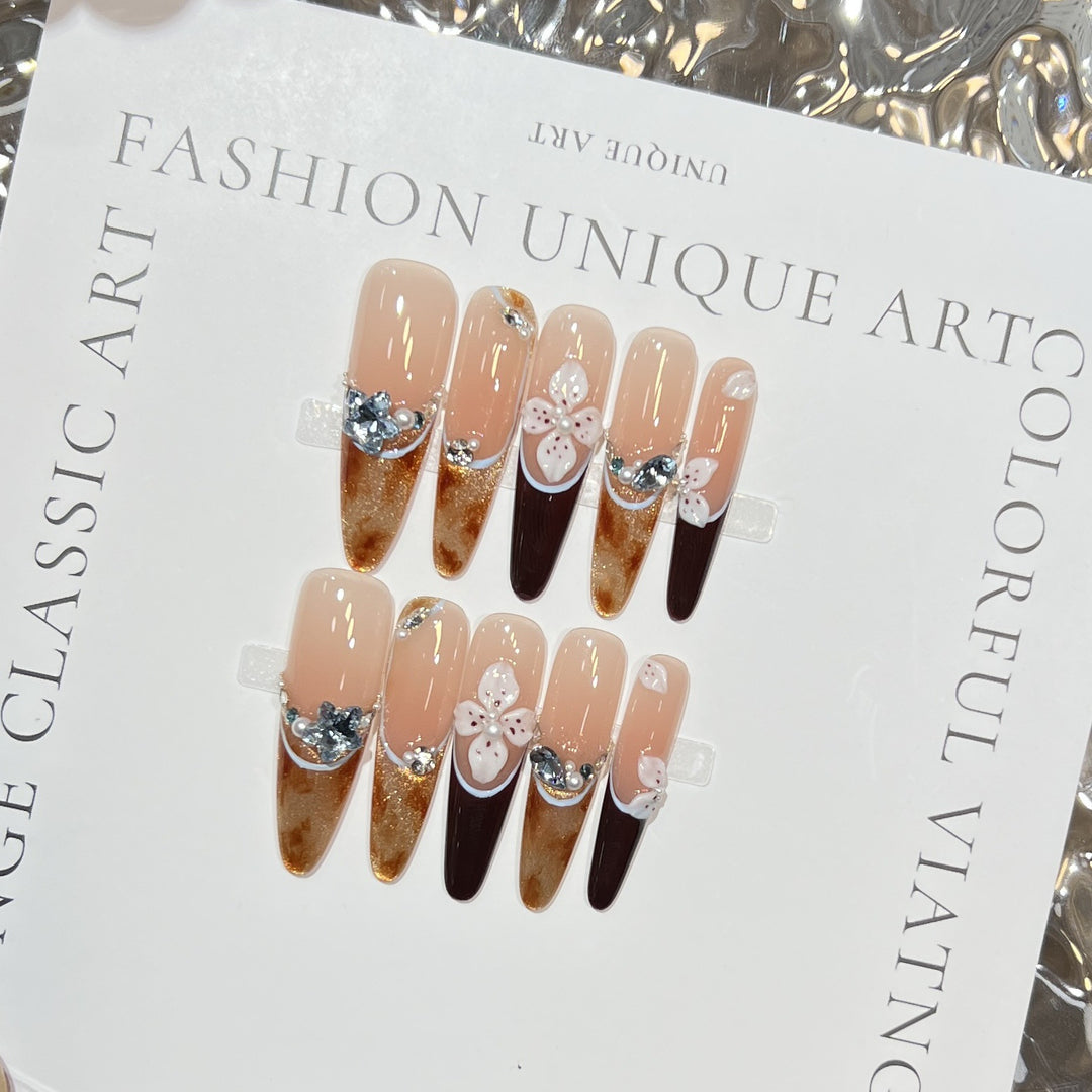 Elegant Stiletto Press-On Nail Set with Decorative Accents Kalsten