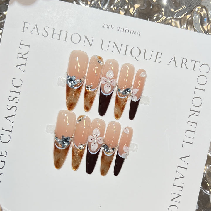 Elegant Stiletto Press-On Nail Set with Decorative Accents Kalsten
