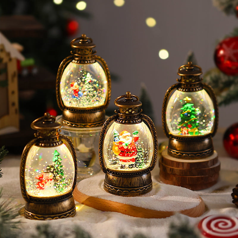 Nostalgic Christmas lantern with snowman scene Kalsten