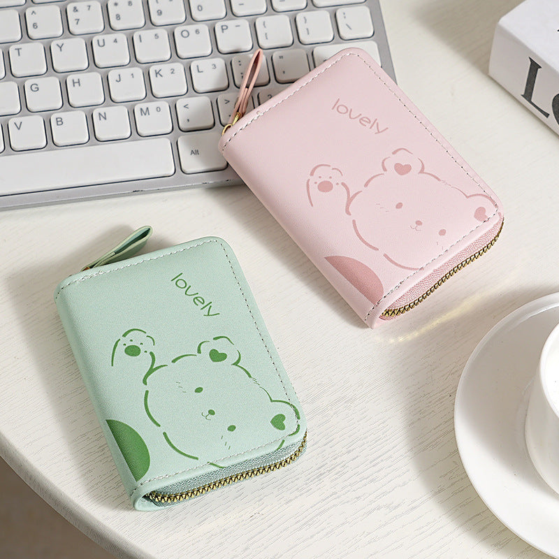 Playful Cartoon Pattern Zippered Wallet