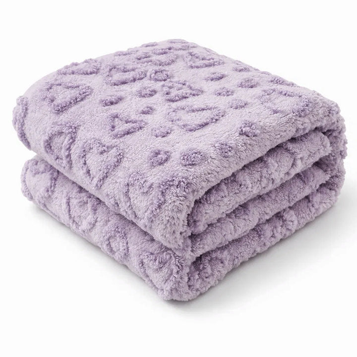 Women's Cozy Fleece Blanket with Heart Design Kalsten
