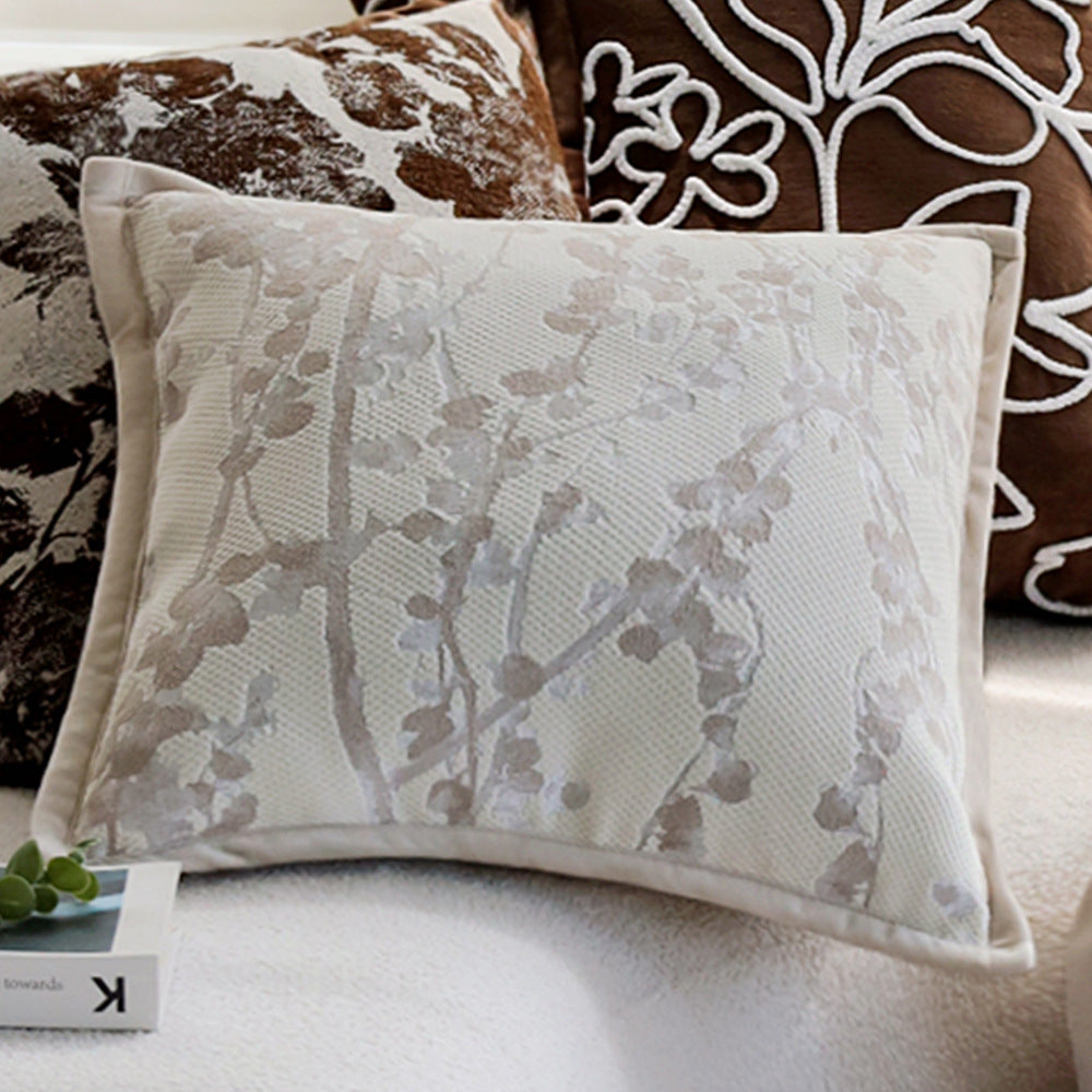 Square velvet cushion cover with raised chenille flower application and concealed zipper Kalsten