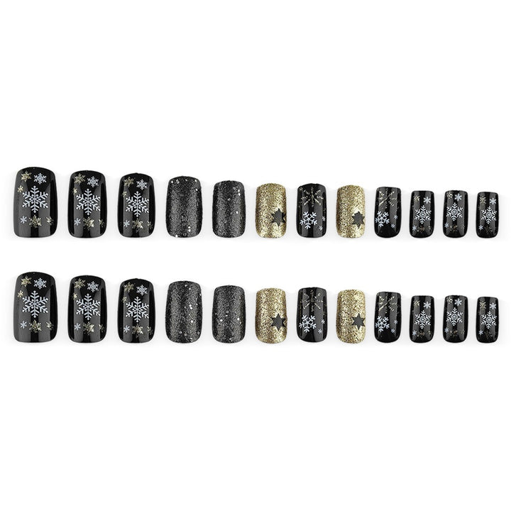 Glittering artificial nail set with Christmas design and 3D snowflakes Kalsten