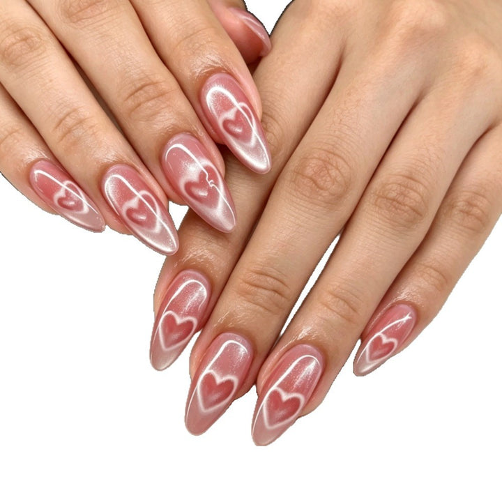 Luxury Heart-Embellished Stiletto Press-On Nails Kalsten