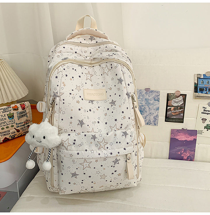 Stylish Star-Printed School Backpack Kalsten