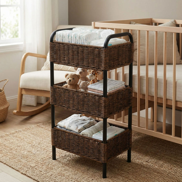 Multi-Tier Woven Bathroom Organizer Basket Kalsten
