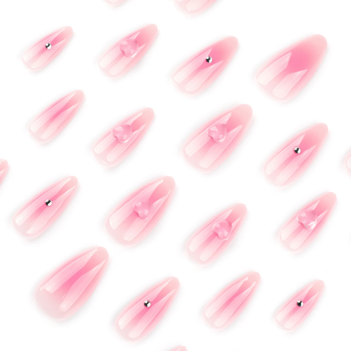 Artful stiletto nails with heart design and glitter accents Kalsten