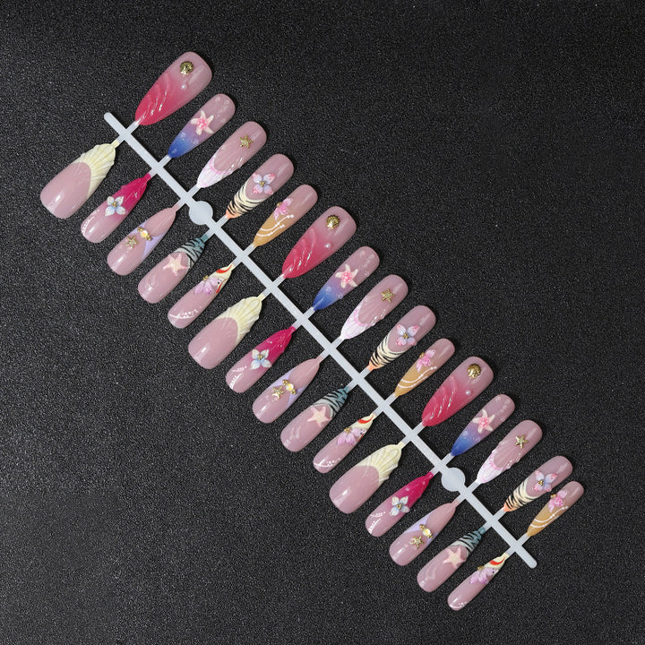 Artistic Shell-Inspired Press-On Nail Set Kalsten