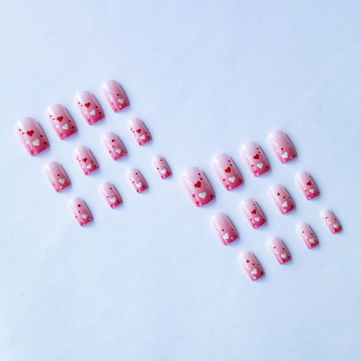 Heart-Themed Acrylic Nail Design