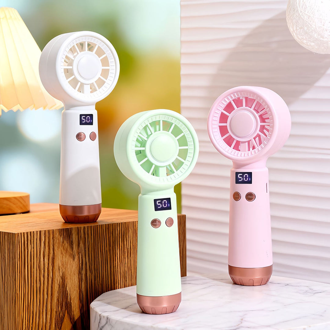 Women's Portable USB Hand Fan with Temperature Display Kalsten