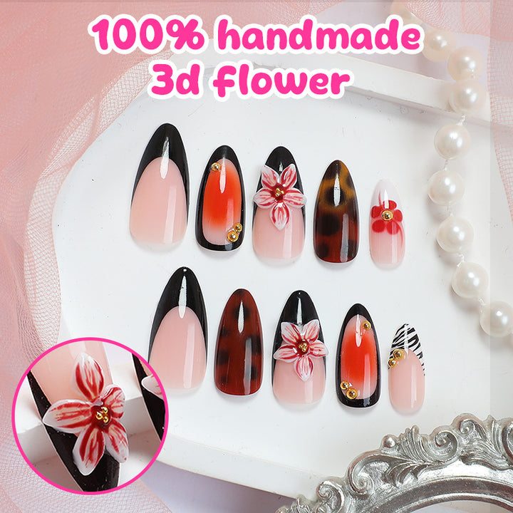 Artificial nail set with floral and creative decorations Kalsten