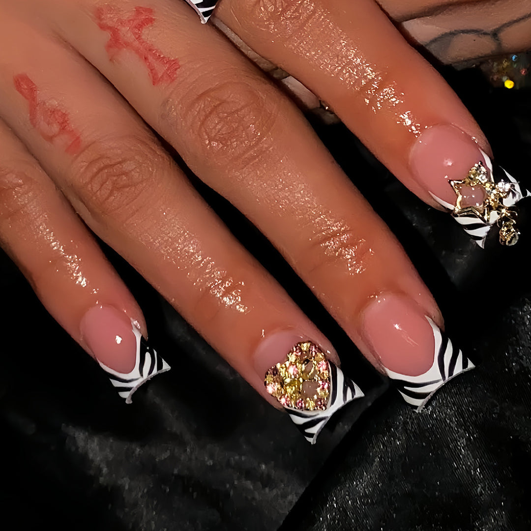 Stylish Rustic French Tip Press-On Nails Kalsten