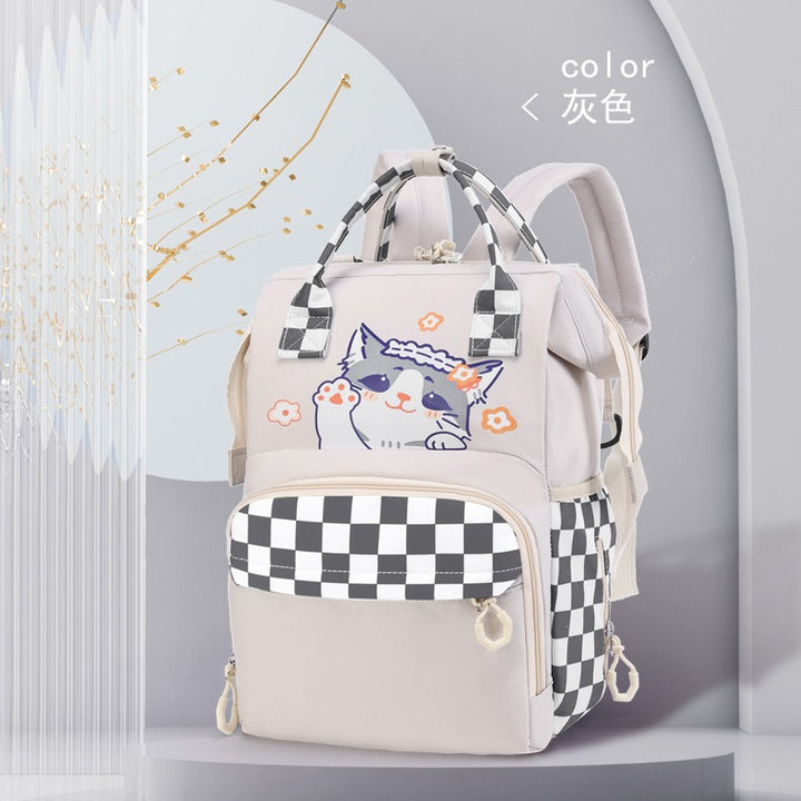 Playful Cat-Themed Multi-Pocket Backpack Kalsten