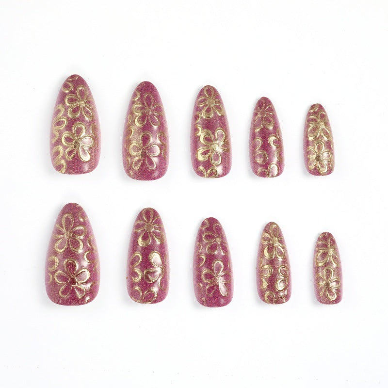 Glittering artificial nails with floral patterns Kalsten