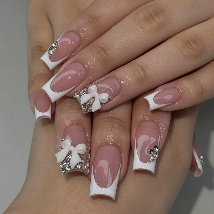 Elegant French Tip Nail Art Extensions Kalsten