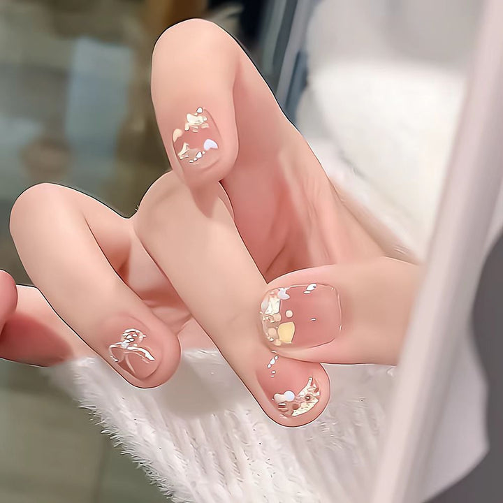 Decorative Press-On Nail Set with Heart and Floral Design Kalsten
