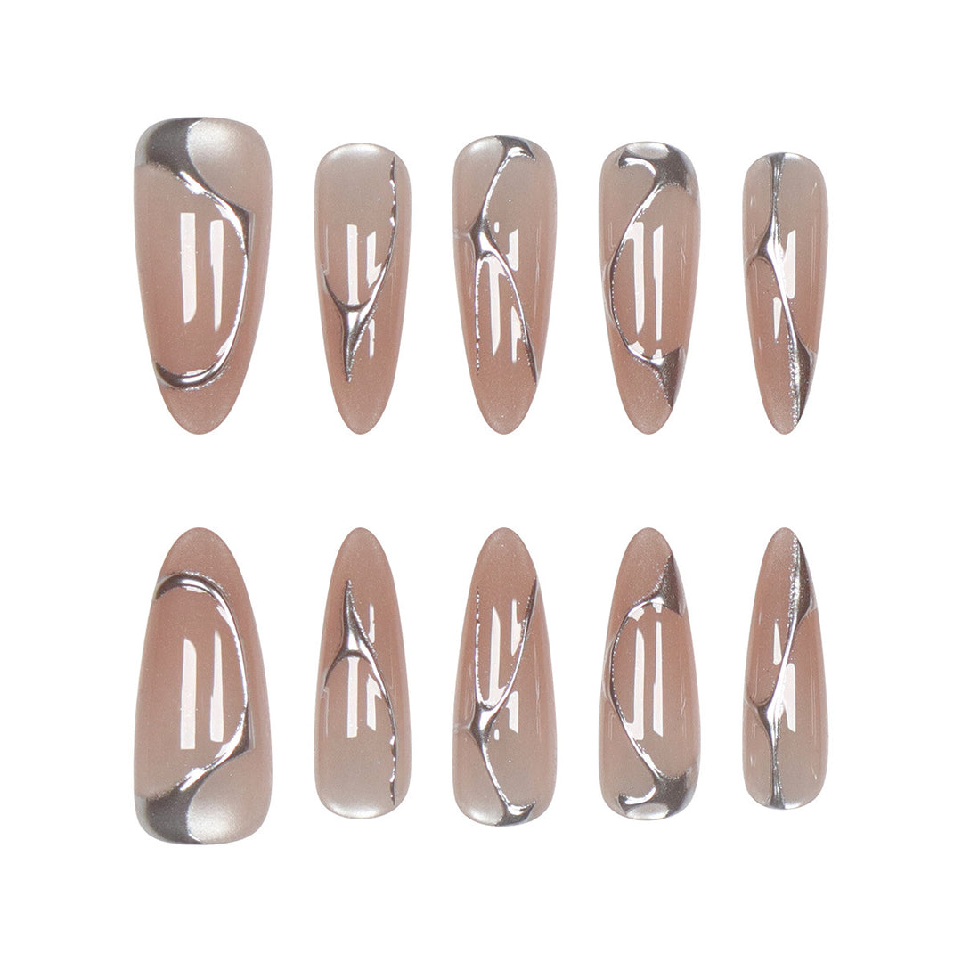 Elegant Metallic Accent Press-On Nails Kalsten