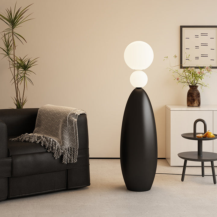 Sculptural Floor Lamp with Dual Globe Design
