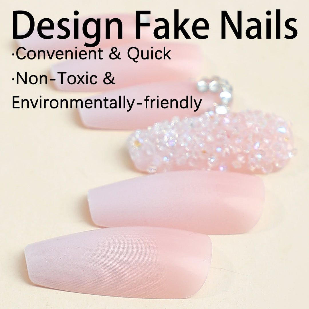 Artificial nail set with elegant glitter and flower decorations Kalsten
