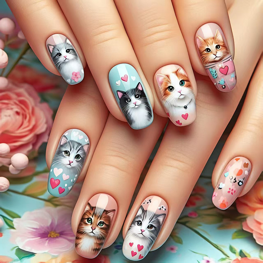 Stylish Cat Design Artificial Nails Kalsten