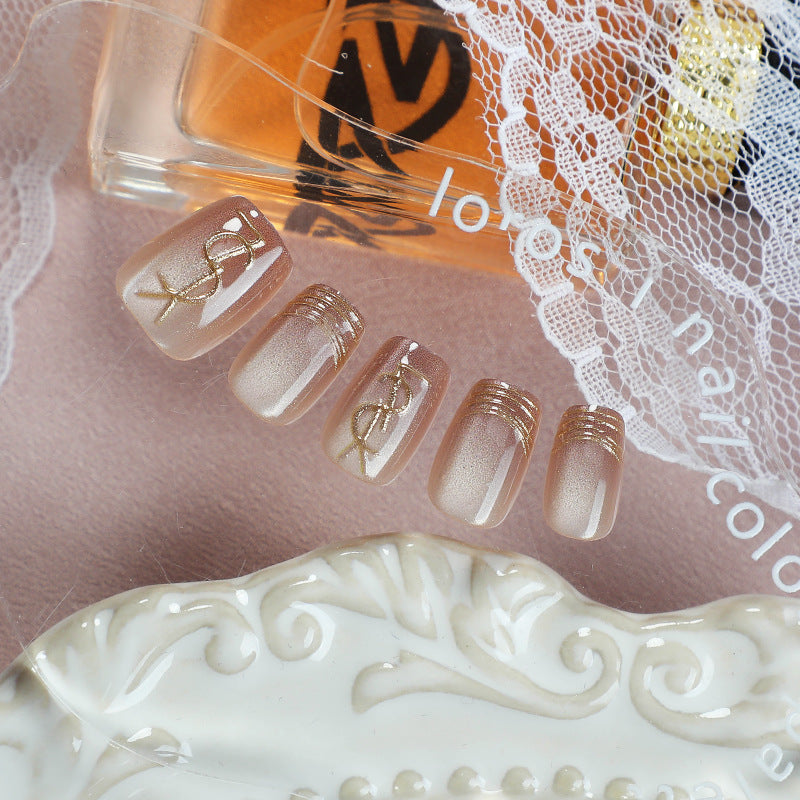 Elegant Glitter-Accent Press-On Nail Set