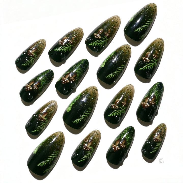 Artificial nail set with glamorous moss design Kalsten