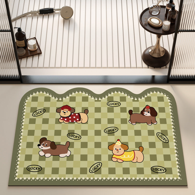 Playful Puppy Themed Bath Mat Kalsten