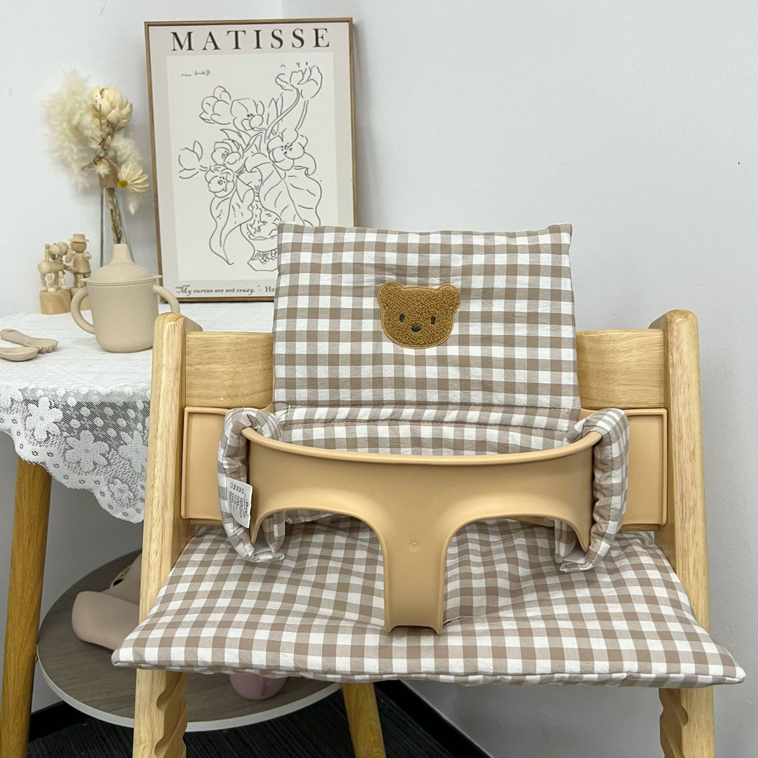 Padded High Chair Seat Cushion with Removable Cover and Safety Strap Openings