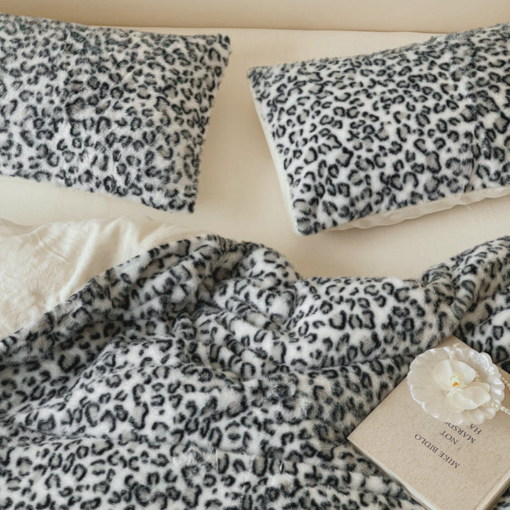Plush bedding set with animal print and extra fluffy minky surface