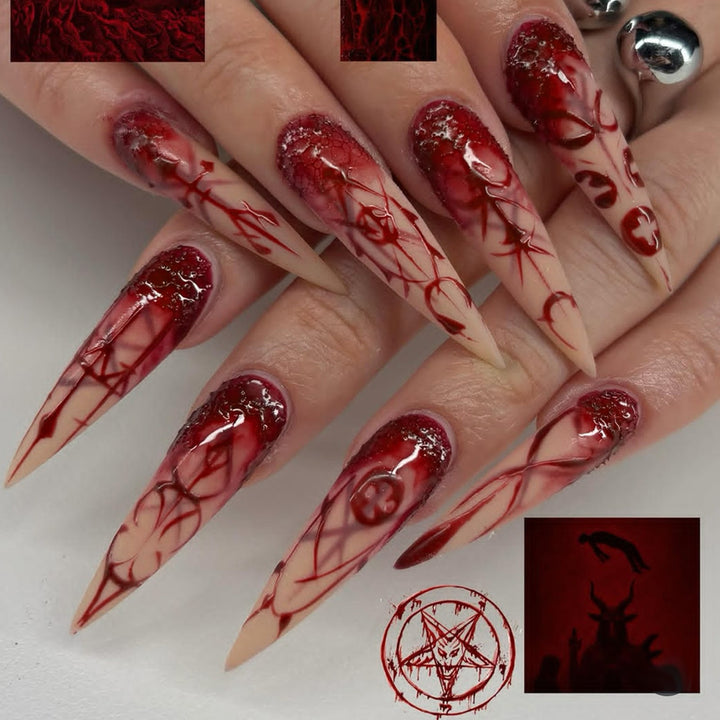 Creative nail art set with spooky blood designs Kalsten