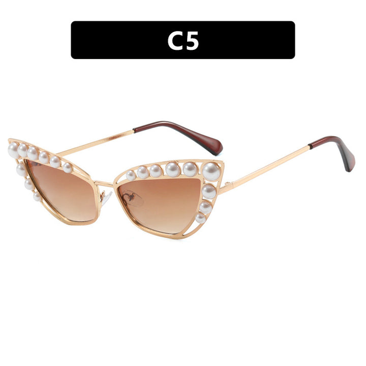 Ladies Cat-Eye Sunglasses with Exclusive Pearl Tip Frame Kalsten