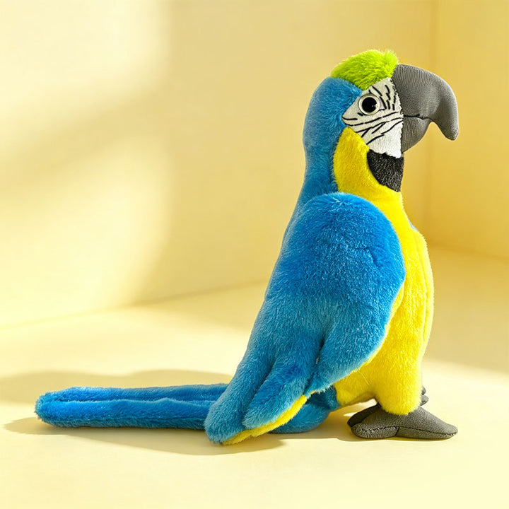 Lifelike Plush Parrot Toy with Embroidered Beak and Poseable Feet Kalsten