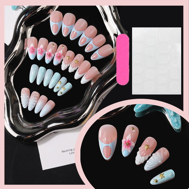 Artistic Sea-Inspired Press-On Nail Set Kalsten