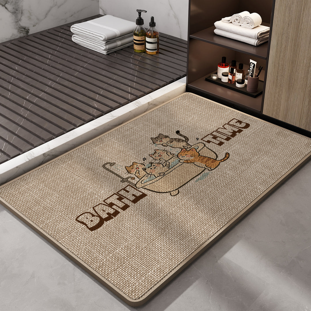 Playful Cat-Themed Bath Rug