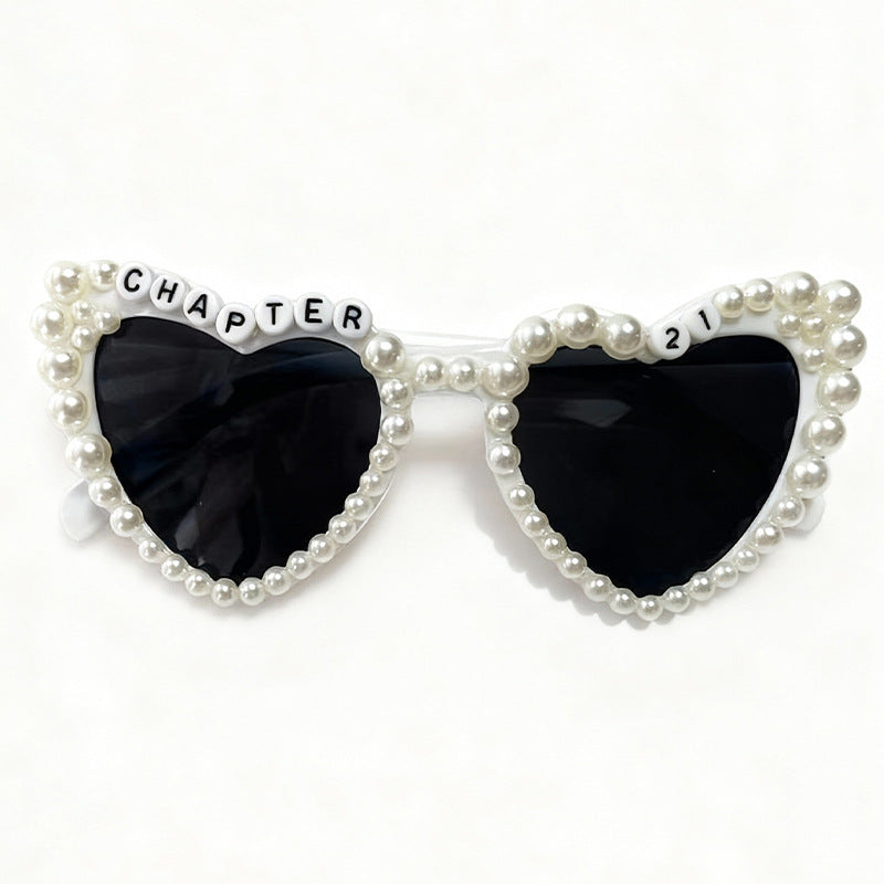 Pearl-Accented Heart-Shaped Sunglasses Kalsten