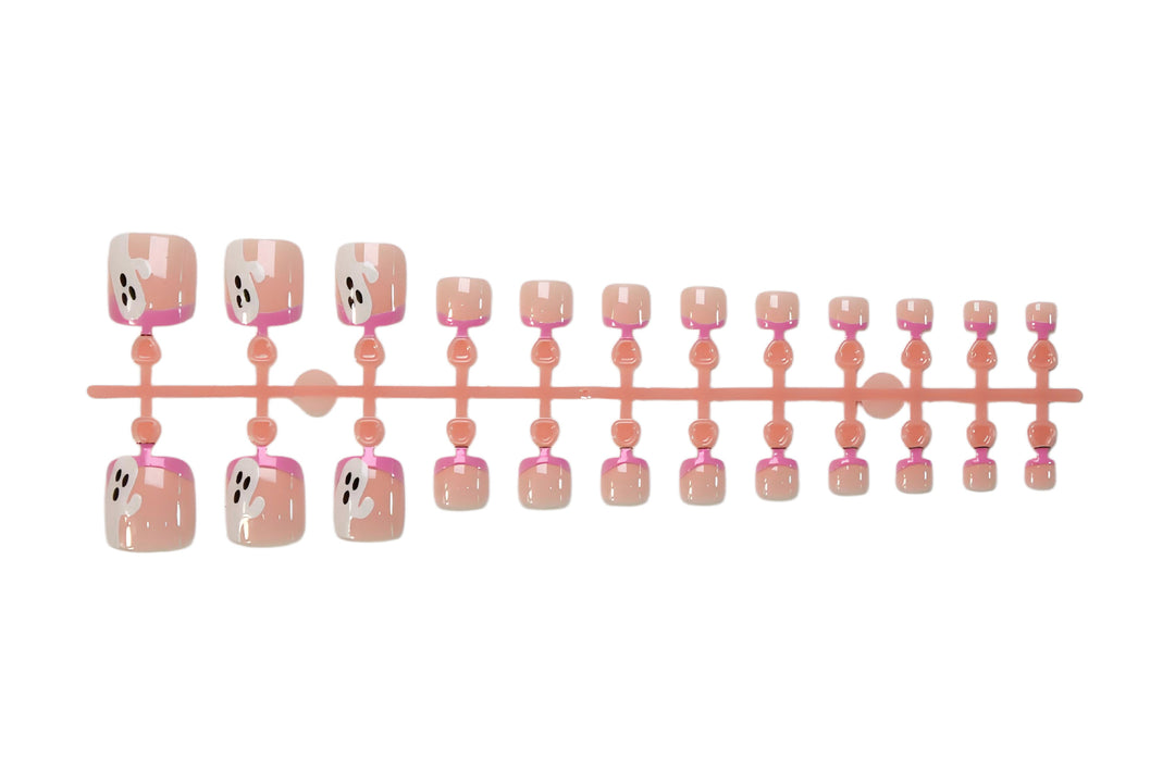 Nail Art Set with enchanting ghost and pink tip designs Kalsten