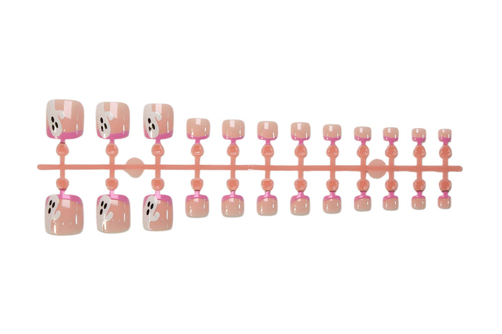 Nail Art Set with enchanting ghost and pink tip designs Kalsten