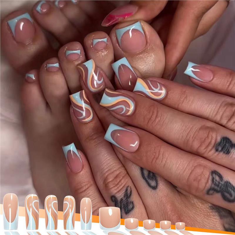 Artistic Swirl Design Press-On Nails Kalsten