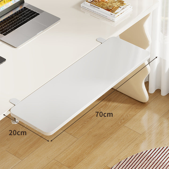 Under-Desk Bamboo Slide-Out Work Surface Clamp-Mounted Keyboard & Mouse Platform