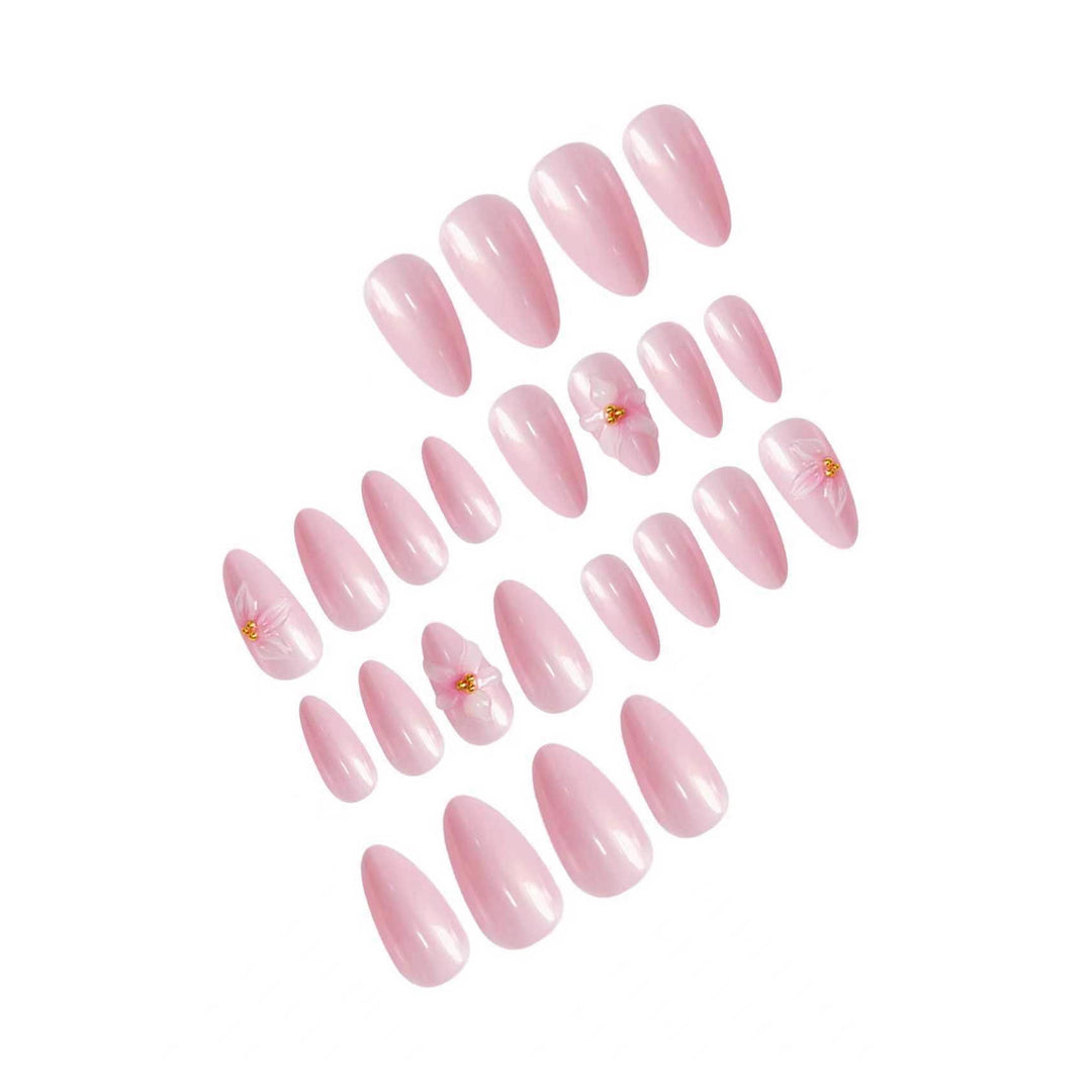 Floral-Decorated Stiletto Press-On Nail Art Kalsten