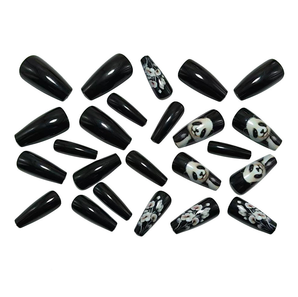 Artificial nails with playful panda and flower design Kalsten