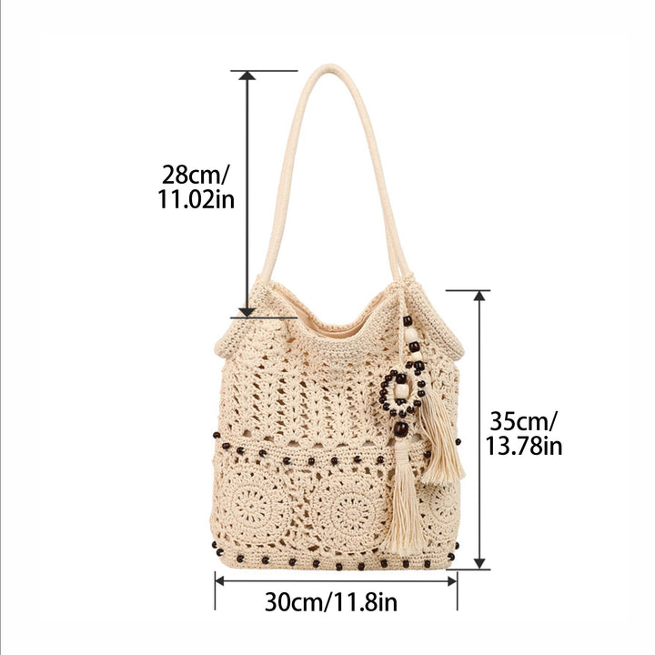 Crochet Shopping Bag with Decorative Tassels Kalsten