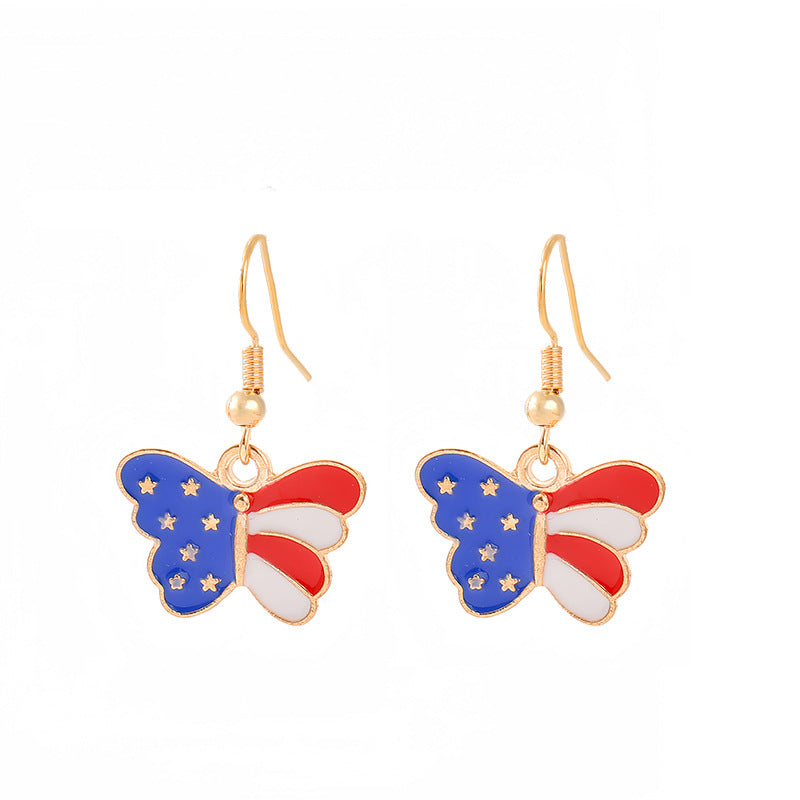 Ladies enamel earrings horseshoe with star stripe motif Kalsten