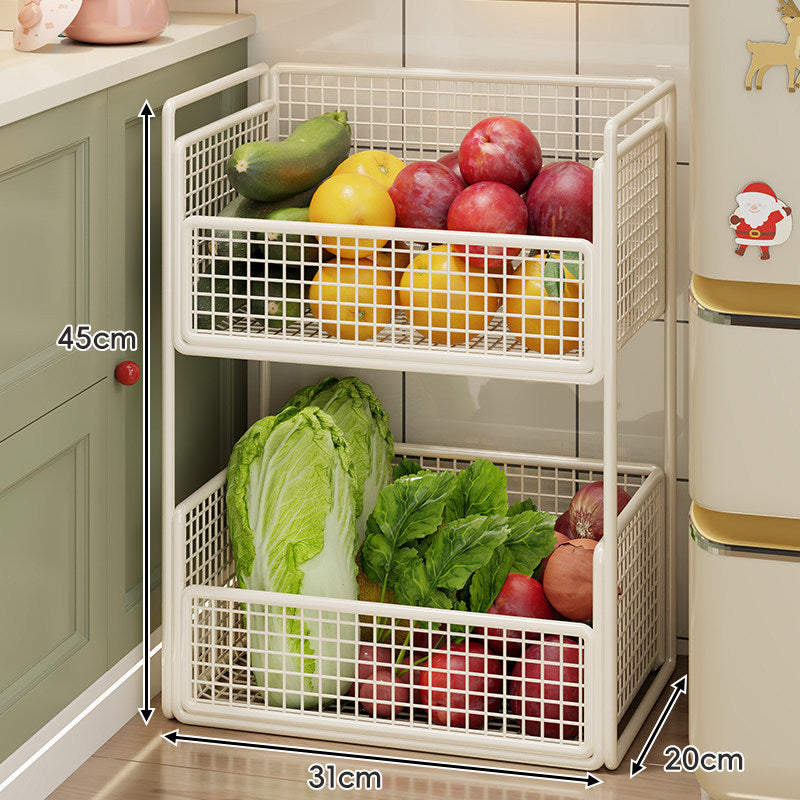 Two-Tier Metal Mesh Pantry and Countertop Produce Storage Rack with Deep Ventilated Baskets