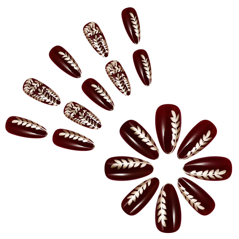 Elegant Botanical Press-On Nail Art Kalsten