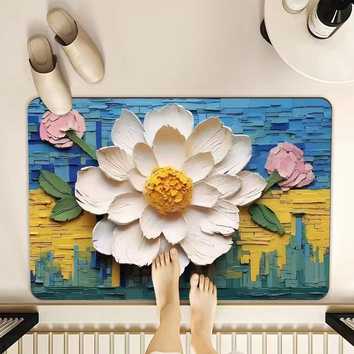 Floral-Themed Memory Foam Bathroom Mat Kalsten